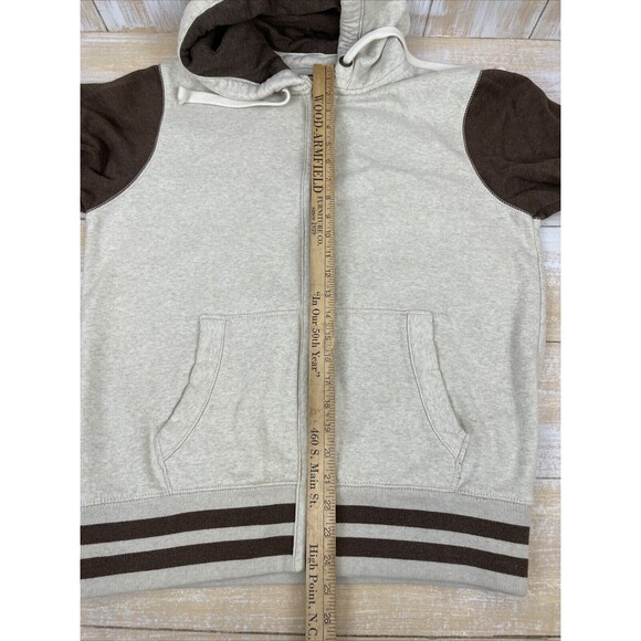Roebuck & Co Hoodie Jacket Mens Size M Two Tone Beige Brown Full Zip Sweatshirt - Picture 6 of 9